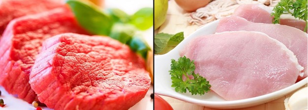 Comparing red meat such as beef to white meat such as chicken